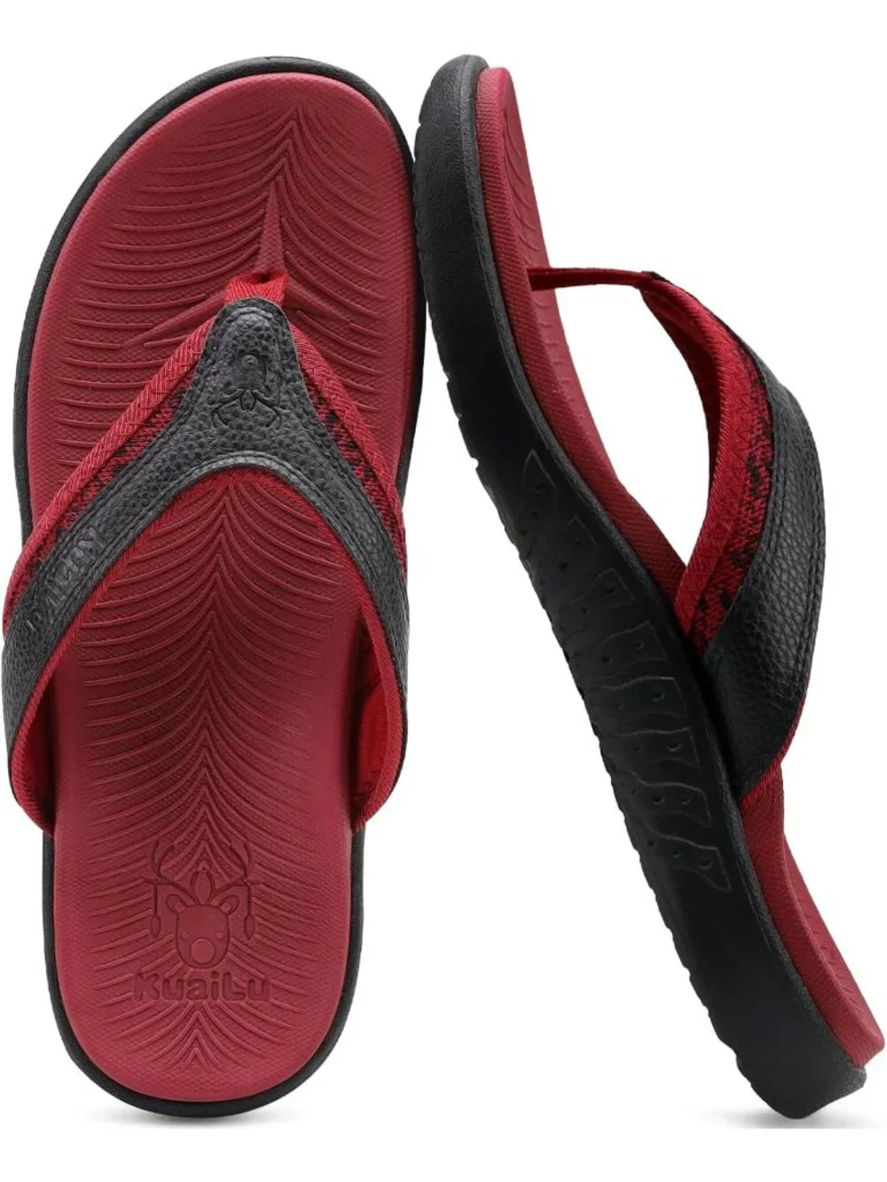 Men's Black Red Sport Flip Flops Comfort Orthotic Thong Sandals Arch Support